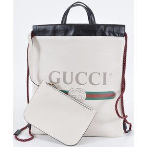 New Gucci Kids JUNIOR Logo Print Pebbled Leather Backpack Purse W/Pouch